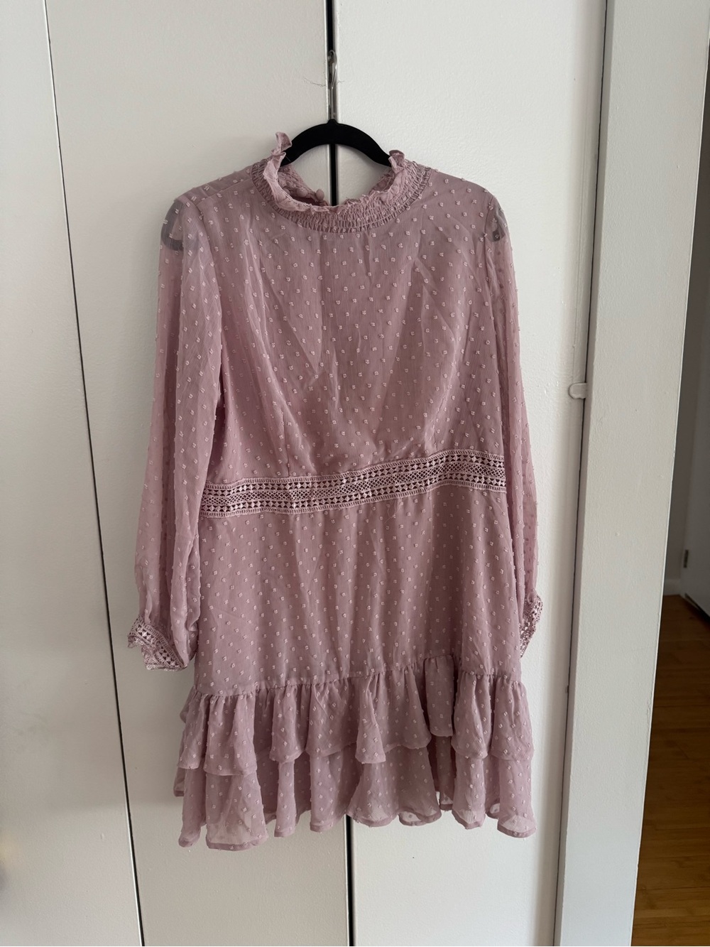 Pink Swiss Dot Ruffle Dress